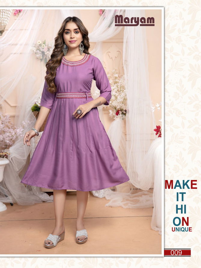 Trendy Maryam Vol 1 Designer Rayon Palin Dori Sequence Work Kurtis
